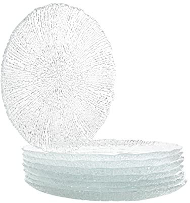 Vikko Salatteller 6er Set Glasteller 8,5 Zoll Dessertteller Salat Vorspeisenteller Elegantes Strukturglas Design Stapelbare Teller Spülmaschinenfest