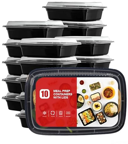 Efforias (10 Pack, 16oz) 1 Compartment Plastic Meal Prep Containers - Reusable BPA Free Food Containers with Airtight Lids - Microwavable, Freezer and Dishwasher Safe