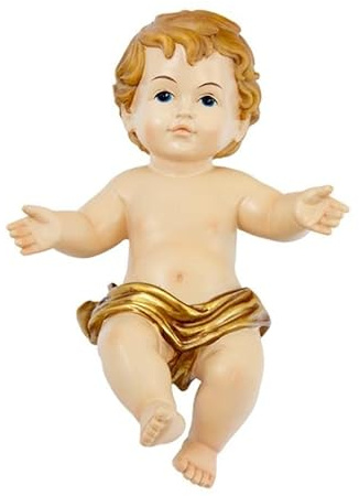Niño Jesus Dorado de Resina Pintado a Mano de 16 cm