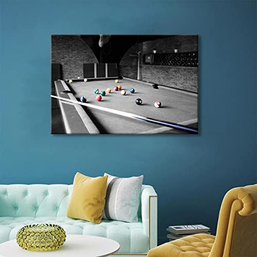 Billard Zimmer Wand Kunst Drucke Kunstwerk Poster Malerei Schwarz und Weiß Bilder Druck auf Leinwand für Wohnzimmer Dekorationen, 60 * 90cm, ungerahmt