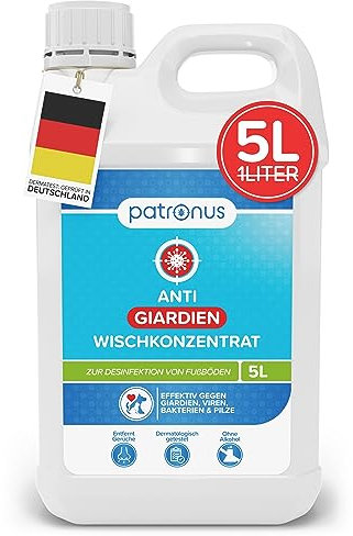 Patronus Giardien-Wischkonzentrat für Haustiere zur Desinfektion von Fußböden - 5 Liter Desinfektionsmittel zur Reinigung von Oberflächen gegen Giardien, Viren, Bakterien & Pilze