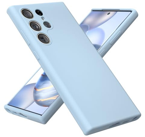 OHLIGIA Samsung Galaxy S23 Ultra Liquid Silicone Case Slim Protective 3 Layer Shockproof Phone Cover with Anti-Scratch Soft Microfiber Lining for Galaxy S23 Ultra 5G 6.8'' (2023) (Light Blue)
