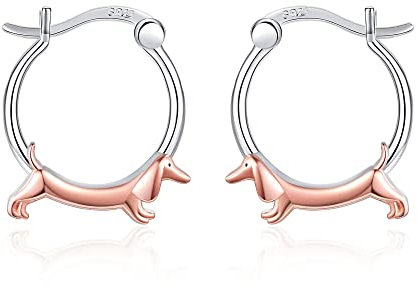 Dackel Geschenke Dackel Creolen Damen Silber 925 Dackel Ohrringe Schmuck Geschenke für Frauen