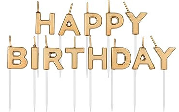 Folat 24206 Candele Insieme della 'Happy Birthday' Oro-2 cm-Decorazioni Torta adatto Feste di Compleanno, Anniversario, Matrimonio, Baby Shower, Gold