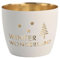 Windlicht Madras Winter Wonderland Eisen Höhe 8,5 cm weiß Gold