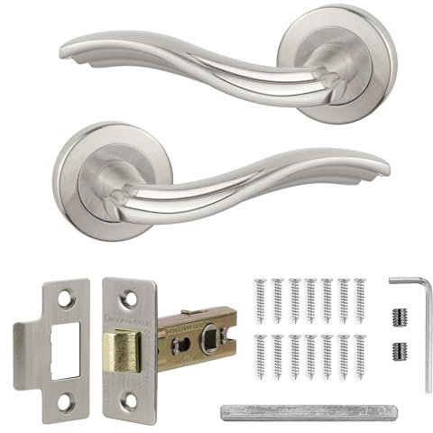 Decoranddecor Solace Silver Internal Door Handles – Aluminium Handle Sets with Mortice Latch – Sleek and Durable Design for Wooden Interior Doors in Homes, Offices, and Bedrooms