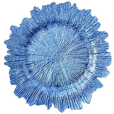 F Fityle Assiette de Nourriture Occidentale irrégulière en Verre, Assiette de Fruits de Nourriture Occidentale, Plateau décoratif, Assiette à Salade pour, Bleu