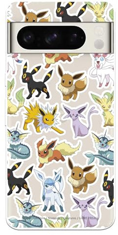 Schutzhülle kompatibel mit Google Pixel 8 Pro, offizielle Pokémon Eevee Evolutions, zum Schutz Ihres Handys, transparente Silikonhülle, flexibel, offizielles Lizenzprodukt von Pokémon
