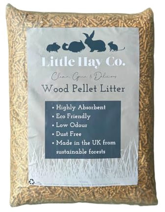 Little Hay Co Wood Pellet Litter | Dust Free, Highly Absorbent, and Effective Natural Odour Control for Cats and Small Animals | Premium Biodegradable and Eco-Friendly | Made in the UK | 15kg Bag