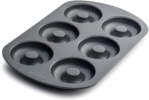 Bellemain Premiere Donut Pan for Baking | Nonstick 12.5 x 8.5” Doughnut Pan with 6-Doughnut Molds | Includes 1 Steel Donut Tray | Make Perfect Bagels and Cake Donuts (1-pack)