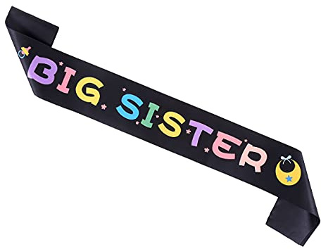 Topfunyy Schärpe für die große Schwester, weiß gefärbt, Babyparty-Schärpe für Babyparty, große Schwester wird Party-Dekoration