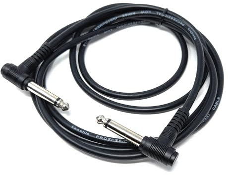 2m 6.35mm 1/4 TS Mono Jack to Jack Plug Lead for Guitar, Amplifiers, Music Instruments, Speakers, Microphone Cable Dual Right Angle, Black 6.5ft