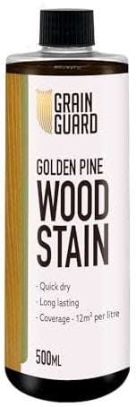 GRAIN GUARD Holzbeize | Goldenes Kiefernholz | 500ml | Wasserbasiert & Geruchsarm | Umweltfreundlich und Nicht Toxisch | Holzbeize für Innenmöbel | Einfache Anwendung | Schnelltrocknend