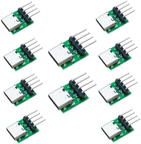 PENGLIN 10 Stück USB Typ C Buchse auf 4Pins Adapter mit Testplatine 2.54mm Pitch,USB3.1 Typ C Breakout Board Konverter für DIY