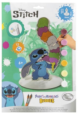 CRYSTAL ART - 2D Figure to Paint - Craft Activity - Gift for Children, Boys and Girls - Stitch - Kit Includes: Effigy, Paints and Brush - 23 cm high