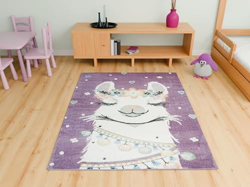AKCILA Lima Kinder Teppich Lila 120x170 cm , Kinderzimmer Kurzflor Teppiche, Kinderteppich jungen, Kids Carpet ,Spielteppich Kinder Babyzimmer Tepich