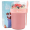 Bugucat Müslibecher To Go 560ML+230ML, Yoghurtbecher To Go mit Löffel und Deckel, Auslaufsicher Müsli To Go Becher mit Soßenbox, Joghurtbecher Müslibecher für Joghurt Haferflocken Salate Obst Rosa