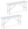 Relaxdays Bierbank 2er Set, klappbar, Kunststoff, Stahl, Campingbank, Balkon & Garten, HxBxT: 42 x 100 x 25 cm, weiß