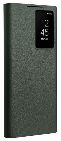fake action Étui intelligent en cuir véritable pour Samsung Galaxy S22 Ultra léger avec Smart View Case pour S22 Ultra (uniquement pour S22 Ultra vert)