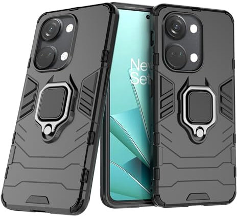 Cover per Oneplus Nord 3 con Anello, Custodia Supporto Magnetica Rigida Resistente Antiurto Doppio Strato Protettiva Calamita Bumper Case (Oneplus Nord 3, Nero)