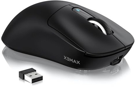 VGN GAMEPOWER x Attack Shark X3MAX PAW3950 Kabellose Gaming-Maus Superlight, 42000DPI, 49g Ultraleicht Mouse, Optical Schalter, 2.4G/BT/Kabelgebunden, Bis zu 200 Std. Akku, G502, PC/Mac, Schwarz