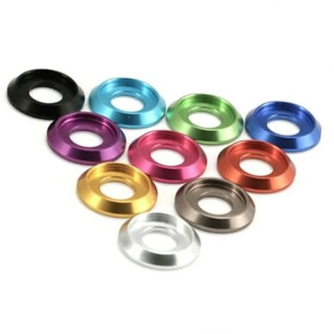 10 Stück/5 Stück Knopf-CNC-Rundscheibe M2 M2,5 M3 M4 M5 M6 M8 Bunte Aluminium-Unterlegscheibe mit Becherkopf für Linsenkopfschrauben-M3 10 Stück-Silber