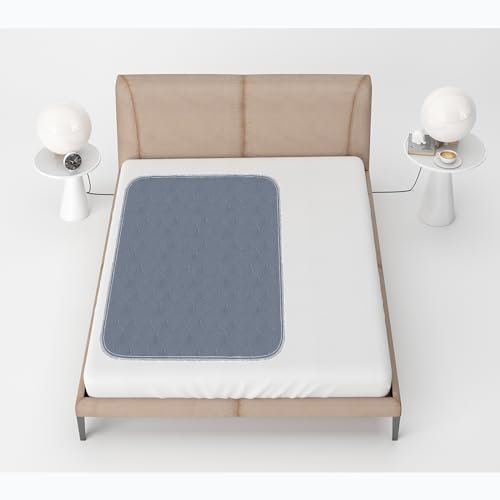 RIQINXIN Almohadillas absorbentes lavables para la incontinencia, impermeable, antideslizante, para adultos, para incontinencia, para camas reutilizables, 152 x 89 cm, color gris, 1 unidad