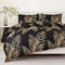 Jemiipee Bettwäsche 200x220 cm Schwarz Gold, Bettwäsche-Set mit Tropisches Blattmuster, Bettbezug 200 x 220 Kissenbezug 80x80, Deckenbezug Wendebettwäsche Weich mit Reißverschluss