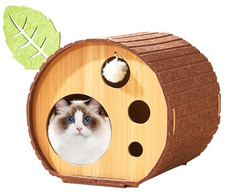 Casa de juegos decorativa para gatos, cueva para gatos, soporte de escalada y casa de juegos, cueva de condominio para gatos de interior, casa de juegos para gatos con agujero de árbol, casa de juegos