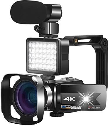 Caméra vidéo, caméscope, Caméra vidéo 4K caméscope vlogging for le flux en direct WIFI télécommande Vision nocturne écran tactile Prise de vue en photo pour les réunions de famille, les voyages(64GB S
