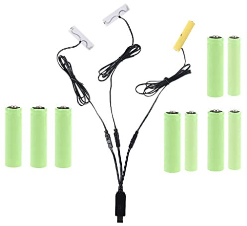 HINAYOSAN 3-in-1 USB auf LR03 LR6 AA-Batterie, ersetzt 1,5 V Batterien für Lichter, Dekorationen, LED-Lampen