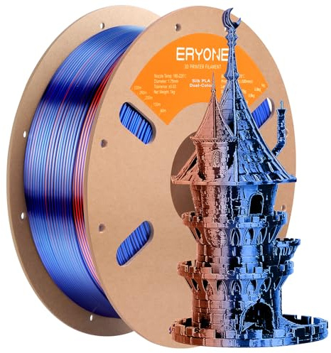 ERYONE Silk PLA Filament 1.75 mm, 3D Drucker Filament PLA Silk,+/- 0.03 mm,Seidiges Mehrfarbiges PLA-Filament,1 kg/Spule,Dual Seiden PLA,Orange & Blau