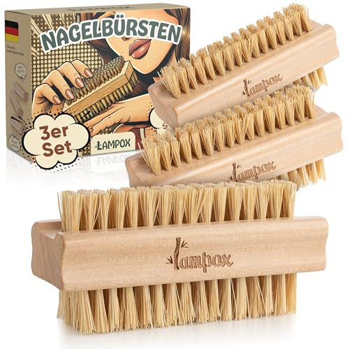 lampox® Nagelbürste aus Holz mit robusten, harten und weichen Borsten – plastikfrei und nachhaltig. Ideal als Bürste für Kinder, Gemüsebürste, Wurzelbürste, Fingerbürste oder Handwaschbürste (3x)