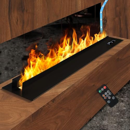 Wasserdampf-Kamin, 3D-Touch simulierte Flamme, geeignet für Wohnzimmer und Schlafzimmer, Fernbedienung, Flammenfarbe 120cm, [Keine Hitze]