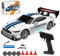 PLLYPE Voiture drift RC Drift Voiture télécommandée 1:24, 30 km/h - Mini voiture RC 2,4 GHz avec lumières LED, avec 4 pneus et 4 barrages de route, pour enfants (blanc)