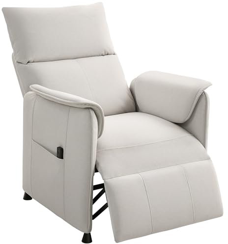 HOMCOM Fernsehsessel Elektrisch Relaxsessel mit Liegefunktion Fußteil TV Sessel mit Verstellbarer Rückenlehne Seitentasche ergonomisch Ruhesessel Liegesessel für Wohnzimmer Schlafzimmer Cremeweiß