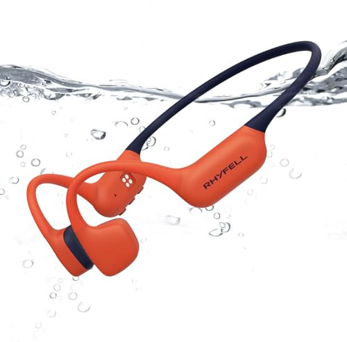 Rhyfell Bone Conduction Headphones, IP68 Waterproof Headphones with MP3 Mode 32GB Memory, Bluetooth 5.4, Open-Ear Design, Secure Fit for Running, Fitness and Cycling