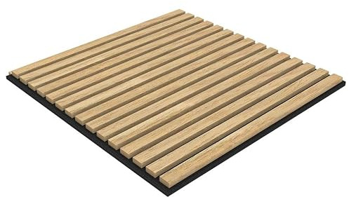 WPE® 60x60cm Oak Acoustic Wall Panel – Sound Absorbing Wood Slat Panel for Media Walls, Home & Office Decor – Decorative Noise Reduction Acoustic Paneling, Easy Installation [1 PIECE]