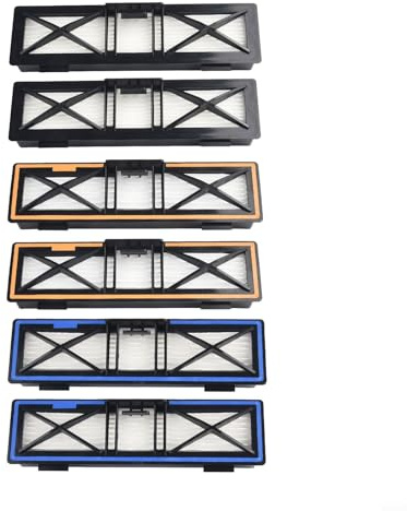 NiuLumea Lot de 6 filtres HEPA de rechange pour aspirateur robot Neato D10/D9/D8/D7/D6/D4/D3/D5/D70/D75/D85/70E 945-0379, maille haute efficacité H13, orange, bleu, gris