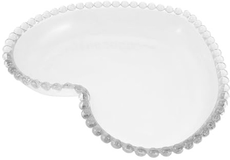 DOITOOL Plateau à Bijoux en Verre Transparent de Cœur Diamètre 223 MM Coupelle Vintage Gaufrée pour Ranger Bagues et Colliers Vide-Poches Décoratif Saint-Valentin Organisateur pour