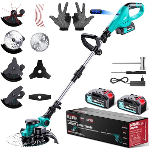 Tagliaerba con batteria 21V 1000W, motore senza spazzole 4 in 1, 2×4.0Ah