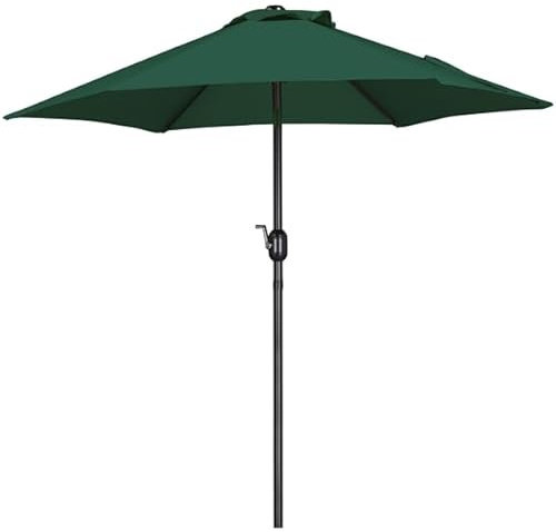Yaheetech Ombrellone da Giardino Esterno Portatile Inclinabile Parasole Protezione UV, Ø 223cm con Manovella Reclinabile Telo in Poliestere Tubo in Alluminio Spiaggia Cortile Terrazzo, Verde Scuro