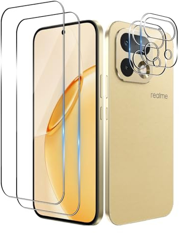 Bihizei Protector de Pantalla para Realme 16 Pro 5G, Vidrio Templado | Bihizei 2 Piezas Protector Cristal Templado + 2 Protector de Lente Cámara, Fácil de Instalar, Anti-Arañazos, 9H Dureza