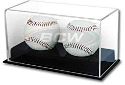 BCW Deluxe Acrylic Double (2) Baseball Holder Display - Sports Memoriablia Display Case - Sportscards Collecting Supplies