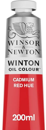 Winsor & Newton 1437095 Winton, feine hochwertige Ölfarbe - 200ml Tube mit gleichmäßiger Konsistenz, Lichtbeständig, hohe Deckkraft, Reich an Farbpigmenten - Kadmium Rot Farbton