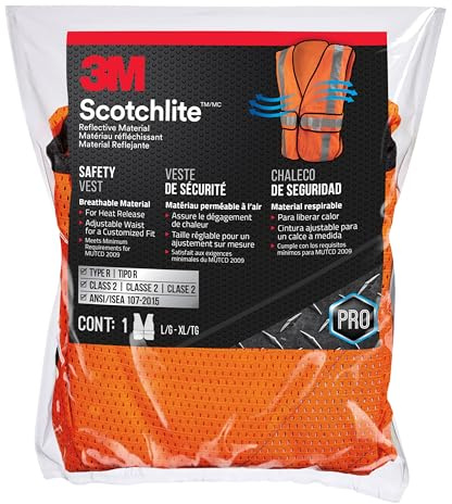 3M Reflective Construction Safety Vest with 5 Point Tear Away, Class 2, Hi-Viz Orange