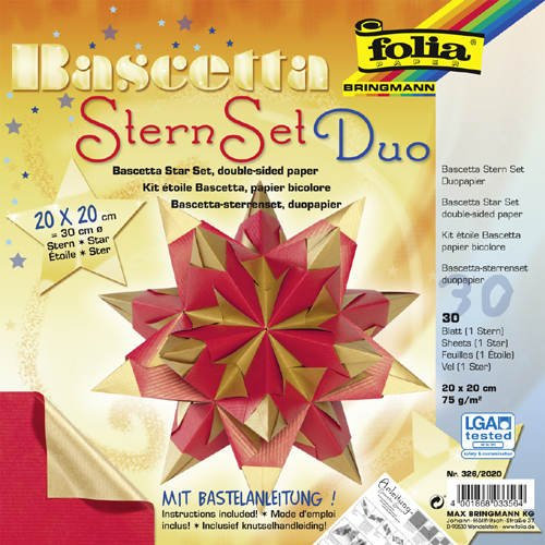 CREATIVE Faltblätter Bascetta Stern Duo, rot Gold, 20x20, - CFO326-2020