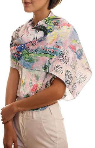 Prettystern Damen bunter Seidenschal - Gustav Klimt Jugendstil Kunstdruck - Damen-Schal aus 100% Seide P757 Portrait der Maria Munk