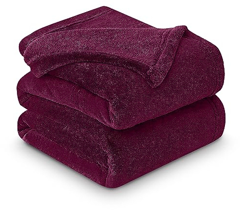 Gaveno Cavailia Super Soft Faux Fur Fleece Plain Throw Blanket, Burgundy, Double, 150 x 200 cm