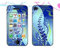 wortek Skin Schutzfolie Apple iPod Touch 4 4G Blaue Blumen Ranken